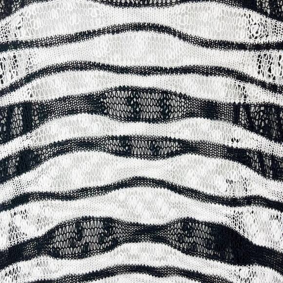 Chicos Darcy Drape Cardigan Sweater Black White Stripe Size Small - Picture 7 of 11